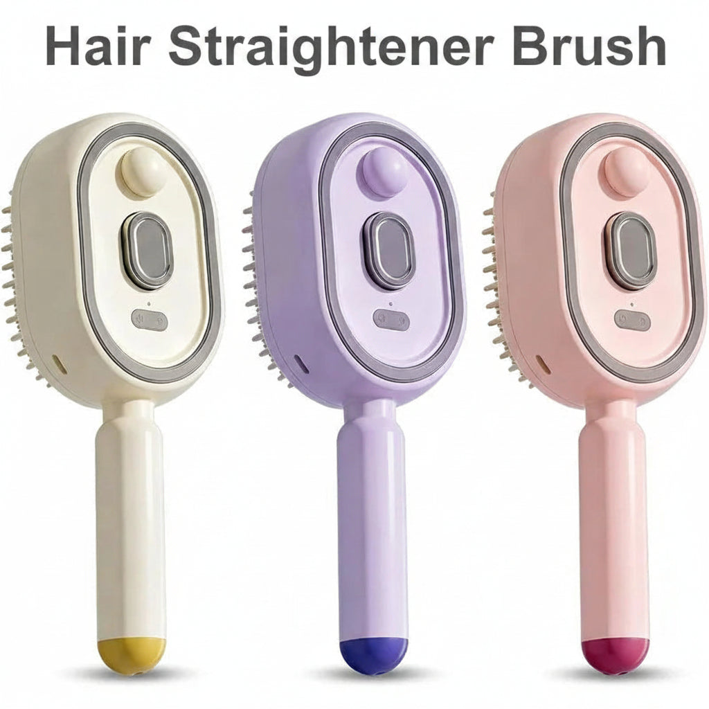 5 in 1 Rechargeable Hair Straightener Brush with Detangling Comb | Cordless Hair Styler