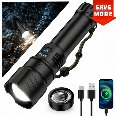 High-Power Rechargeable LED Flashlight Kit